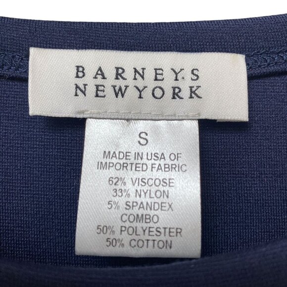 BARNEYS New York Womens Top Small Layered Look Ruffle Hem Ponte Knit Tee Blue - Picture 7 of 9